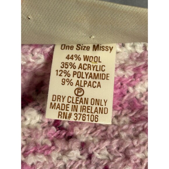 Boyne Valley Weavers Ireland Womens OS Pink Wool Alpaca Shaw Fisherman Coastal - Picture 6 of 8